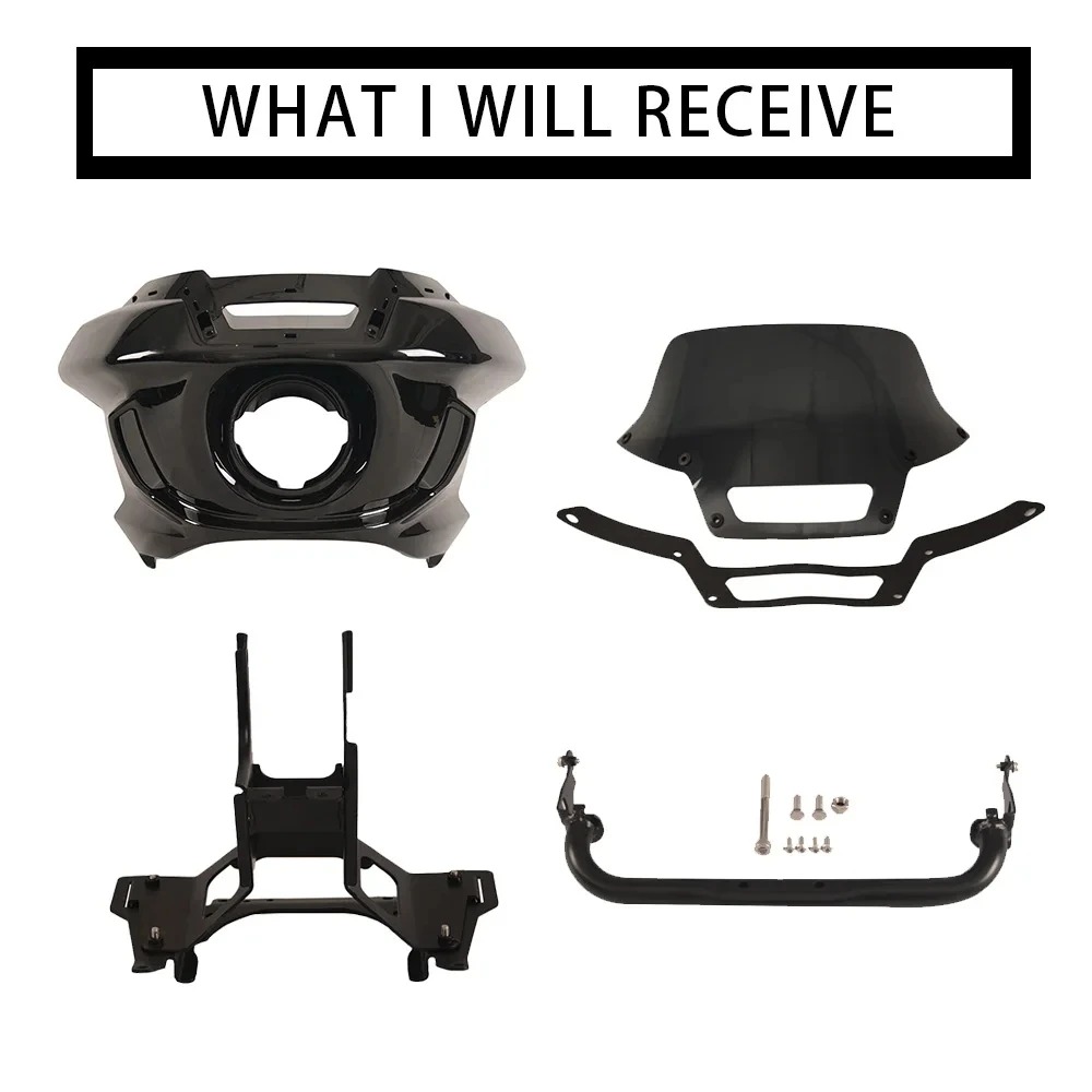 Motorcycle Culb Style ST Headlight Fairing with 6 Inch Windshield Bracket for  Softail FLXR FXLRS 2018 up